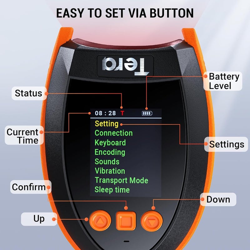 Tera Barcode Scanner Wireless 2D with Stand: Pro Version Digital Setting Screen Keypad Works with Bluetooth 2.4G Wireless USB Wired Extra Fast Scanning Speed Handheld Bar Code Reader HW0009-Z - Image 2